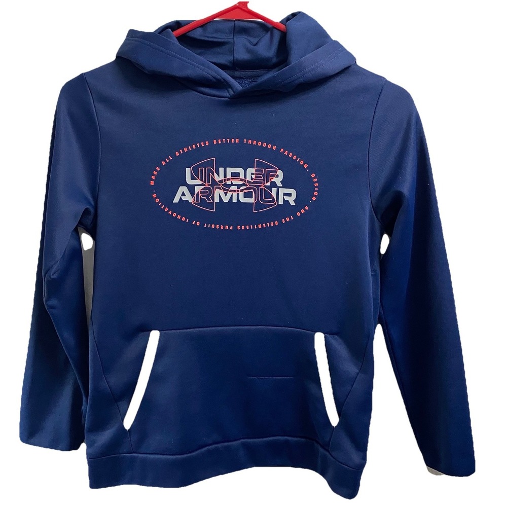 Under Armour Big Boys Fleece Mission BLUE Hoodie Sweatshirt Youth M Loose